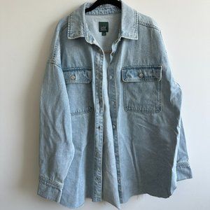Wild Fable Oversized Denim Shacket Light Wash Size L